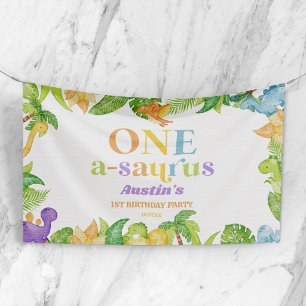 One A-Saurus Dinosaur 1st First Birthday Party Banner
