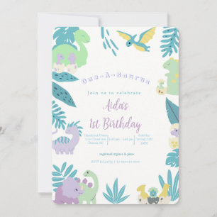 One-A-Saurus Dinosaur Birthday Invitation