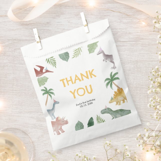 One A Saurus Dinosaur Boy Birthday Favor Bags (Clipped)