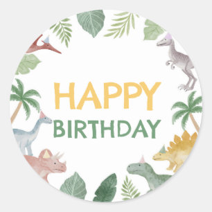 One A Saurus Dinosaur Boy Square Classic Round Sticker