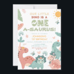 One A-saurus Dinosaur Kid's 1st Birthday Party Invitation<br><div class="desc">One A-saurus Dinosaur Kid's 1st Birthday Party Invitation
Wording can be changed to any occasion</div>