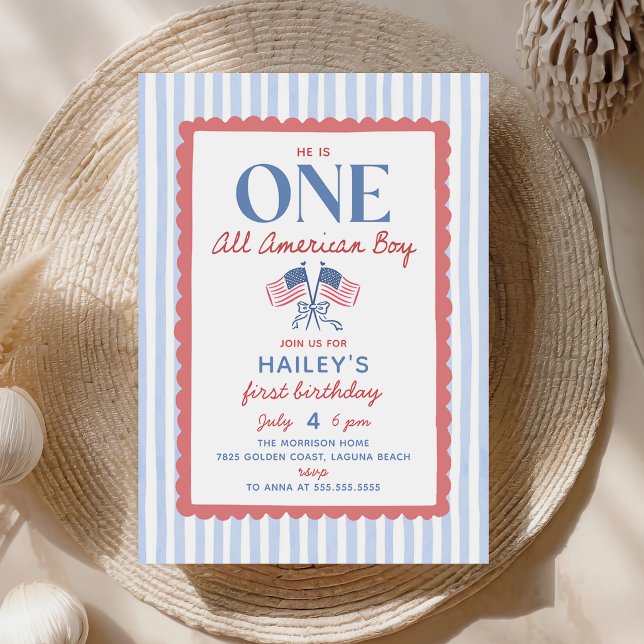 One All American Boy 1st Birthday Invitation (Creator Uploaded)