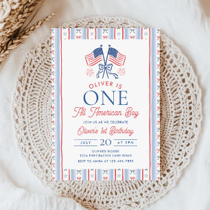 One All American Boy 4th of July  1st Birthday Invitation