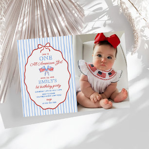 One All American Girl 4th of July  1st Birthday Invitation