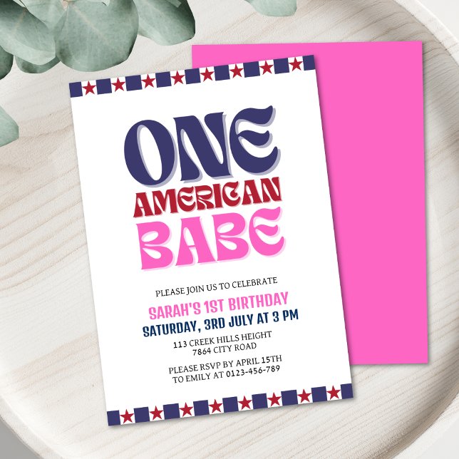 One American Babe 4th of July 1st Birthday  Invitation (Creator Uploaded)