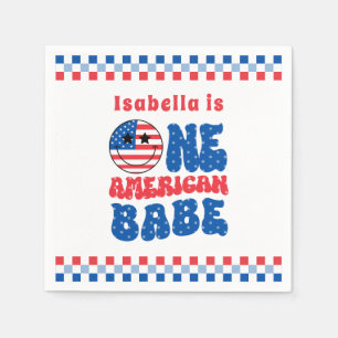One American Babe 4th Of July 1st Birthday Napkin
