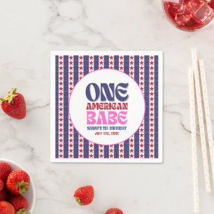 One American Babe 4th of July 1st Birthday  Napkin