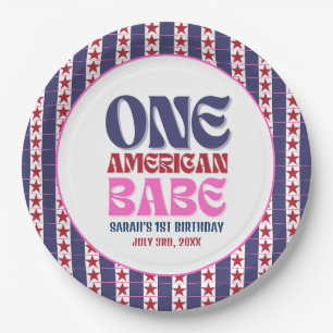 One American Babe 4th of July 1st Birthday Paper Plate