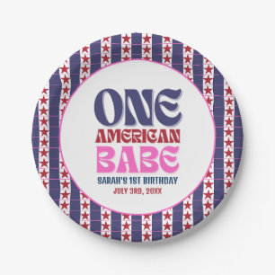 One American Babe 4th of July 1st Birthday  Paper Plate