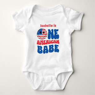 One American Babe 4th Of July First Birthday Baby Bodysuit