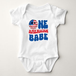One American Babe 4th Of July First Birthday Baby Bodysuit