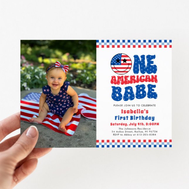 One American Babe 4th Of July Photo First Birthday Invitation (Creator Uploaded)