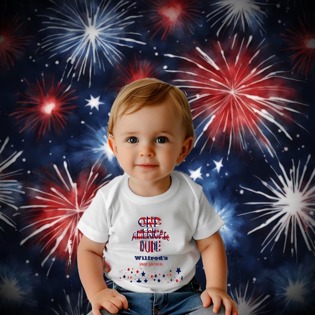  One American Dude 4 July Red White Blue Birthday Baby T-Shirt (One American Dude 4 July Red White Blue Birthday Baby T-Shirt)