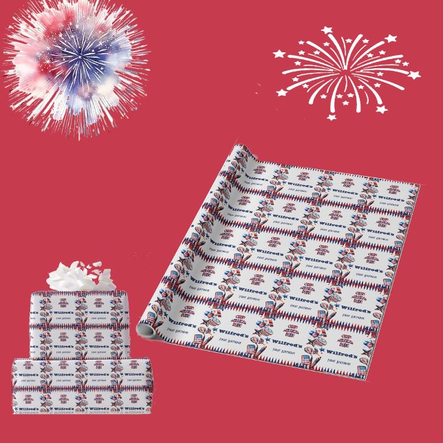  One American Dude 4 July Red White Blue Birthday Wrapping Paper (One American Dude 4 July Red White Blue Birthday Wrapping Paper)
