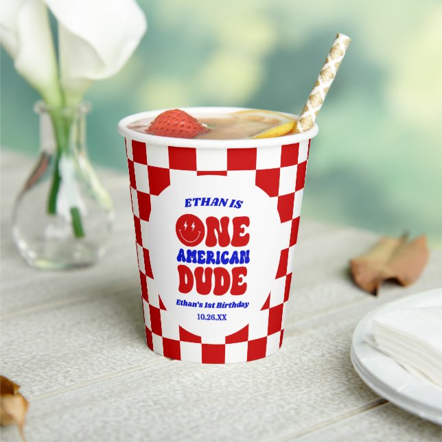 One American Dude 4th of July 1st Birthday Party Paper Cups (Insitu)