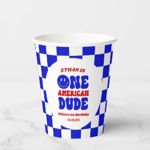One American Dude 4th of July 1st Birthday Party Paper Cups