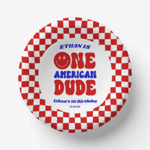 One American Dude 4th of July 1st Birthday Party Paper Plate
