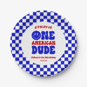One American Dude 4th of July 1st Birthday Party Paper Plate