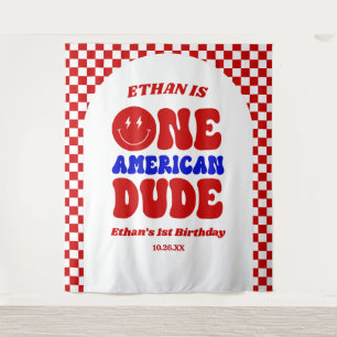 One American Dude 4th of July 1st Birthday Party Tapestry