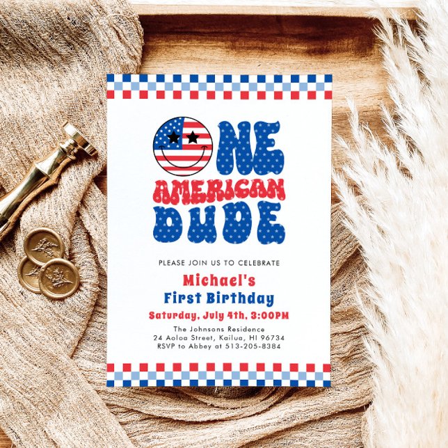 One American Dude 4th Of July First Birthday Invitation (Creator Uploaded)