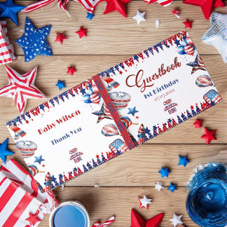  One American Dude July 4 Red White Blue Birthday Guest Book