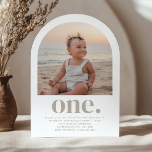 One Arch Photo First Birthday Invitation