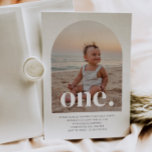 One Arched Photo First Birthday Invitation<br><div class="desc">A simple First Birthday invitation featuring your own photo in an arch shape and the words 'one.' over the top. Please note that this exact envelope and seal (in the first photo) is just an example and does not come with the invitations. Please choose your envelope selection from Zazzle's options...</div>