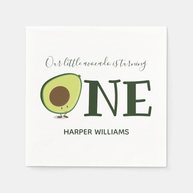 One Avocado Baby First Birthday Napkin (Front)