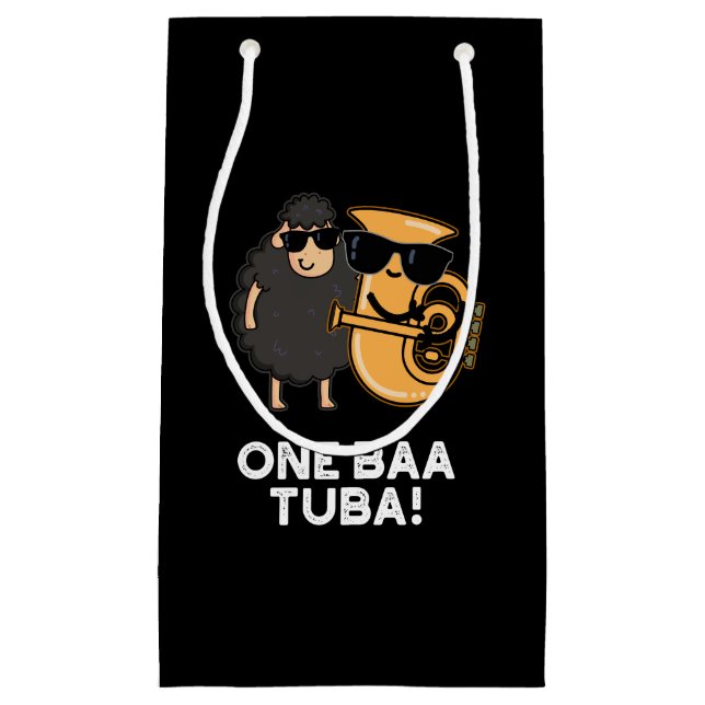 One Baa Tuba Funny Music Sheep Pun Dark BG Small Gift Bag (Front)
