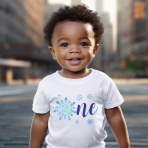 One baby blue snowflakes christmas baby T-Shirt