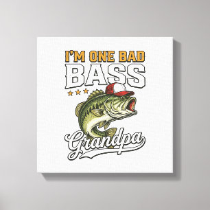 One Bad Bass Grandpa Fishing Vintage Vector Design Canvas Print