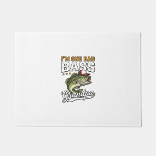 One Bad Bass Grandpa Fishing Vintage Vector Design Doormat