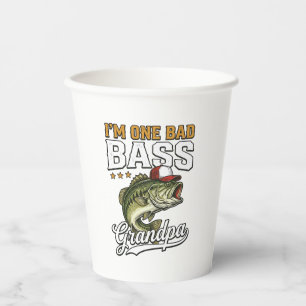 One Bad Bass Grandpa Fishing Vintage Vector Design Paper Cups