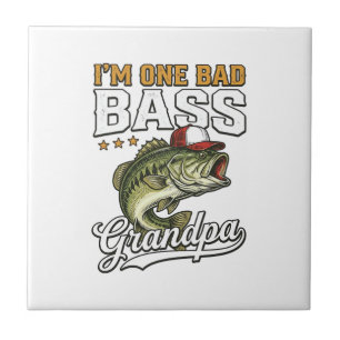 One Bad Bass Grandpa Fishing Vintage Vector Design Tile