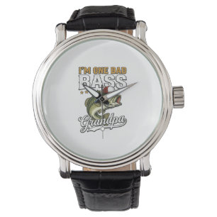 One Bad Bass Grandpa Fishing Vintage Vector Design Watch
