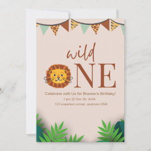 one bday personalised safari jungle birthday invitation