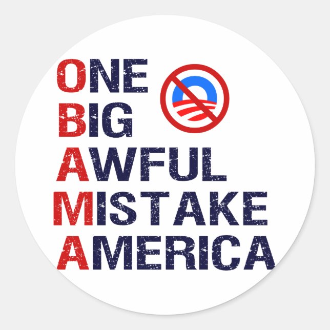 One Big Awful Mistake, America Classic Round Sticker (Front)