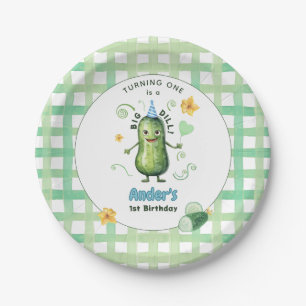 One Big Dill Pickle First Birthday Blue Paper Plate