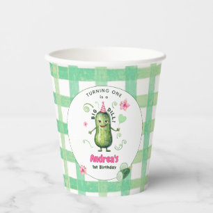 One Big Dill Pickle First Birthday Pink Paper Cups