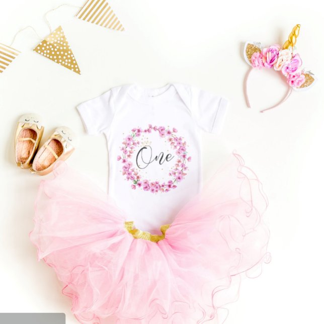 ONE Birthday Girl Baby 1st First Party Baby Bodysuit (Creator Uploaded)
