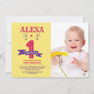 ONE Birthday Party Photo Invitation