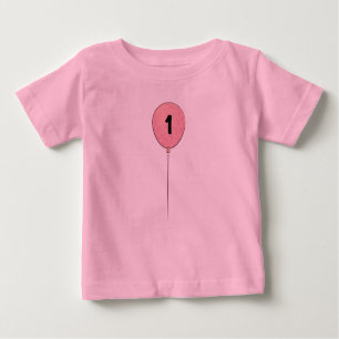One Birthday with Pink Balloon Baby T-Shirt
