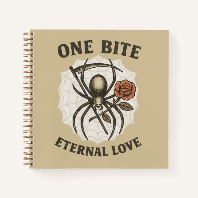 One Bite Eternal Love Gothic Spider Halloween Notebook (Front)