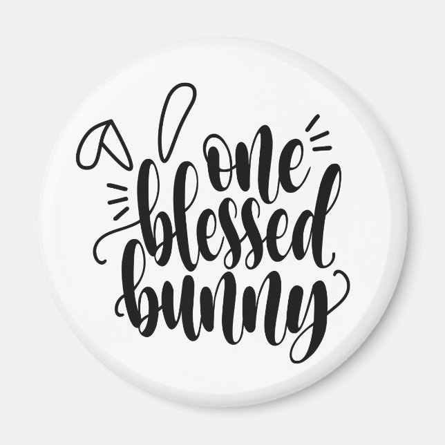 One Blessed Bunny Easter Calligraphy | Magnet (Front)