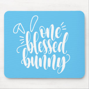 One Blessed Bunny Easter Calligraphy Mousepad