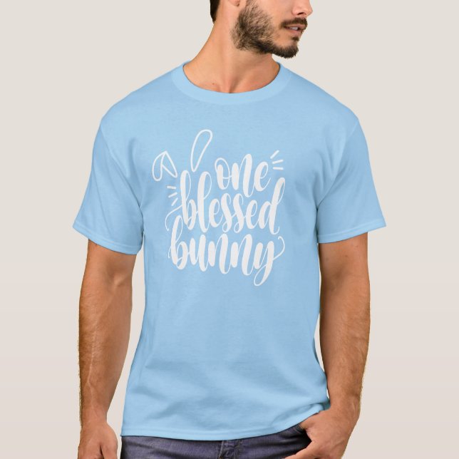 One Blessed Bunny Easter Calligraphy | T-Shirt (Front)