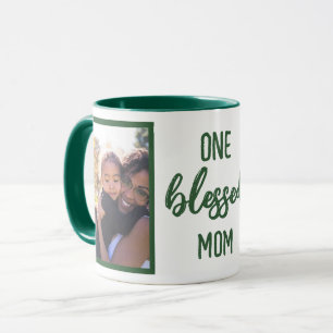 One Blessed Mum Custom Modern Mother's Day Photo Mug