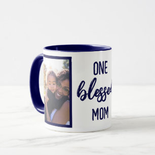 One Blessed Mum Custom Modern Mother's Day Photo Mug