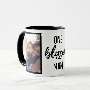 One Blessed Mum Custom Modern Mother's Day Photo Mug
