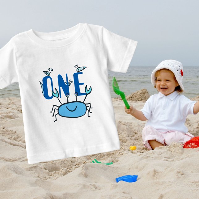 One Blue Crab Sea Animals 1st Birthday Baby T-Shirt (Creator Uploaded)